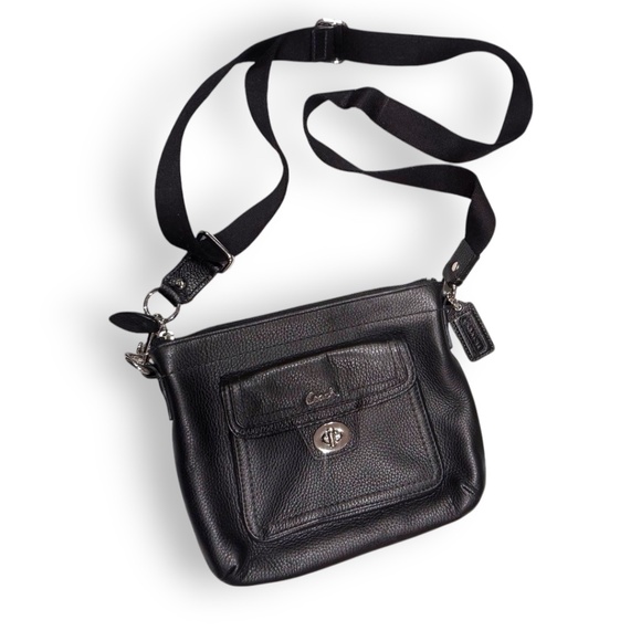 Coach Black Pebbled Leather Crossbody Bag - Picture 1 of 4